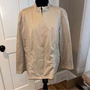 Chico's Cream Utility / spring Jacket with Embroidery